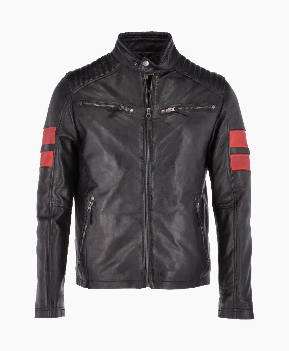 Leather Biker Jacket Black Gilbert