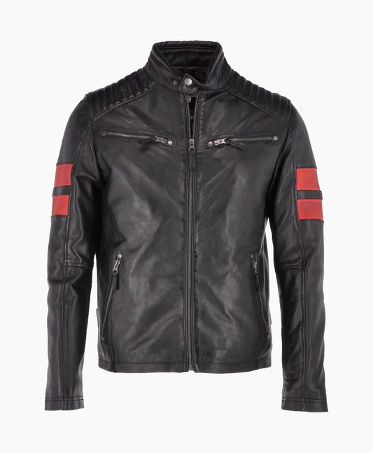 Leather Biker Jacket Black Gilbert