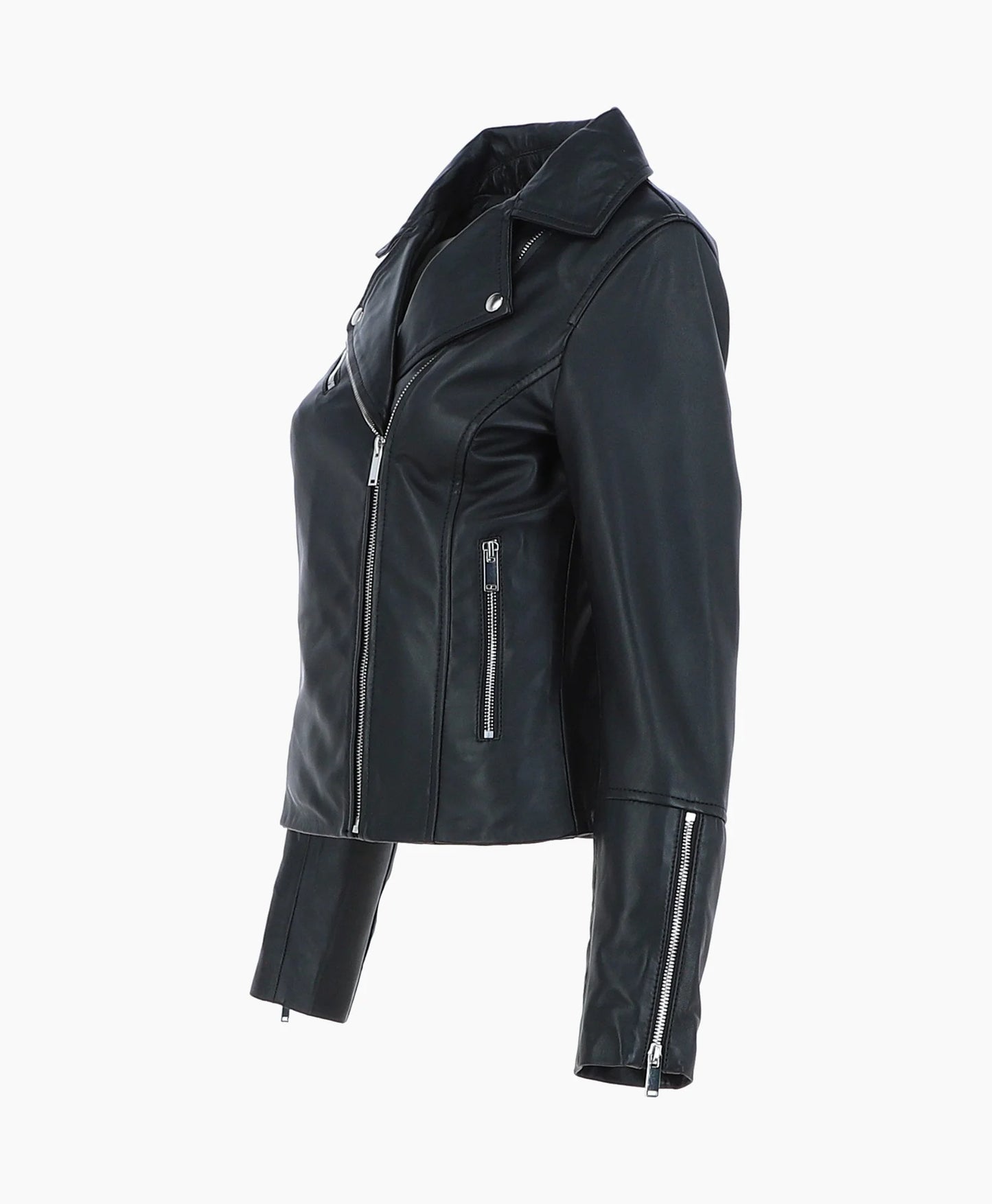 Leather Biker Jacket Black Greeley