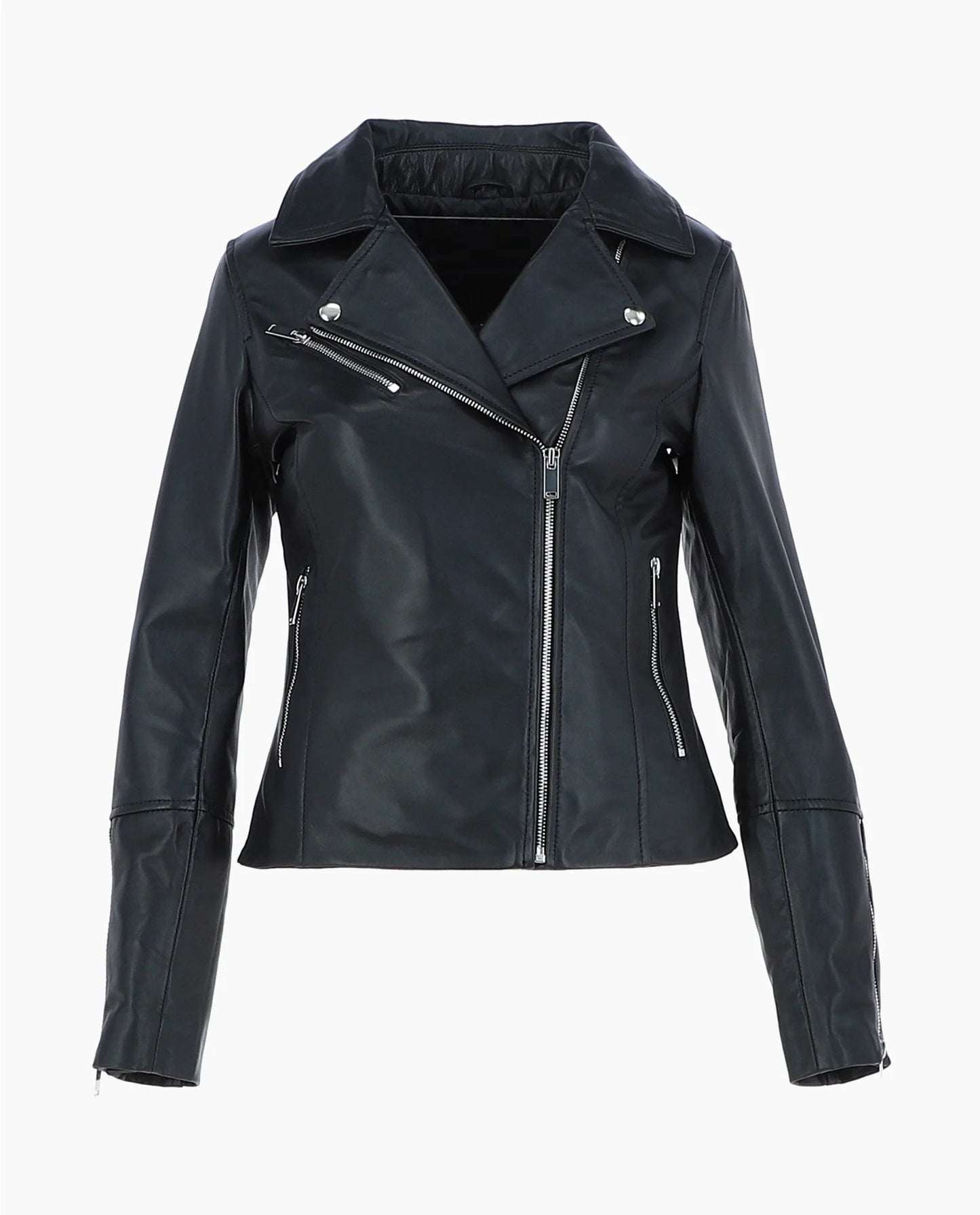 Leather Biker Jacket Black Greeley