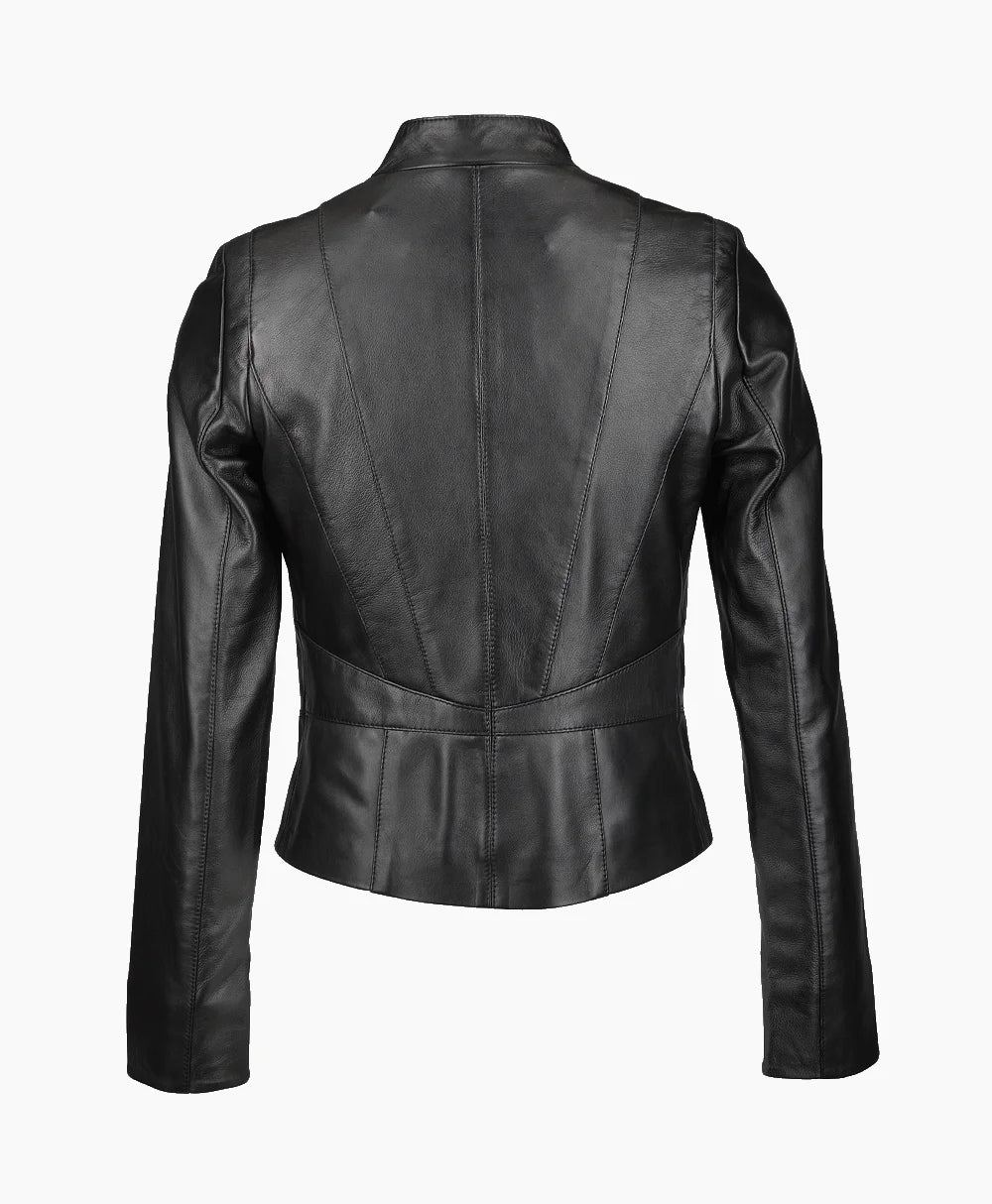 Leather Biker Jacket Black Hanover