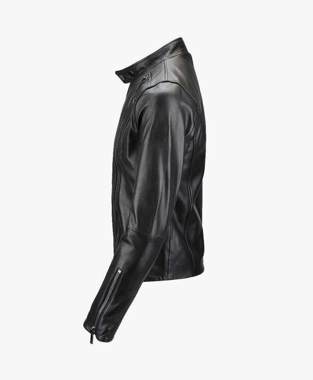 Leather Biker Jacket Black Irvine
