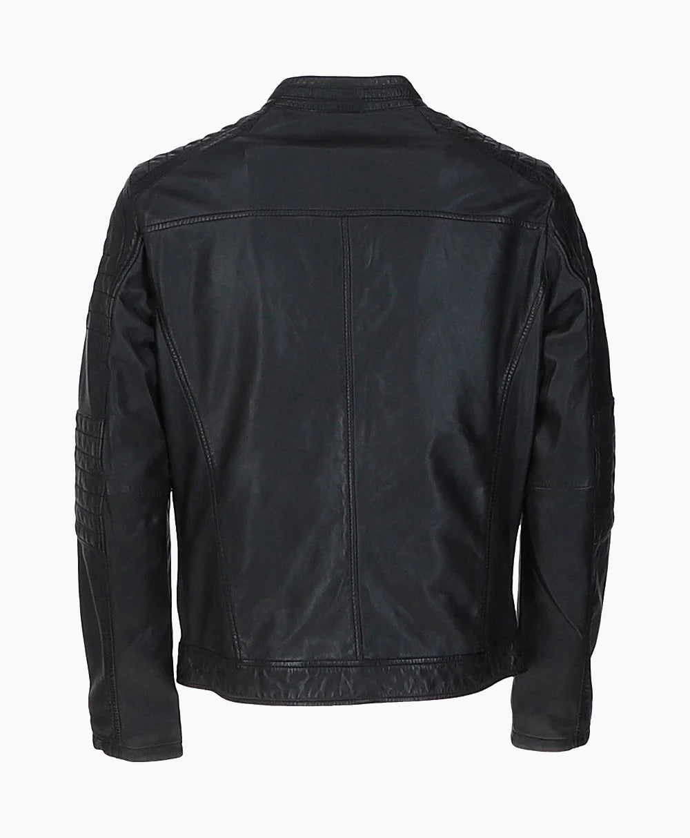Leather Biker Jacket Black Jackson