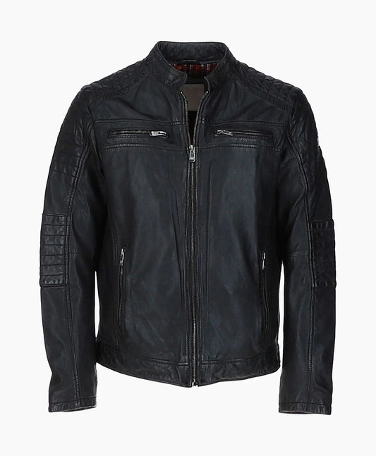 Leather Biker Jacket Black Jackson