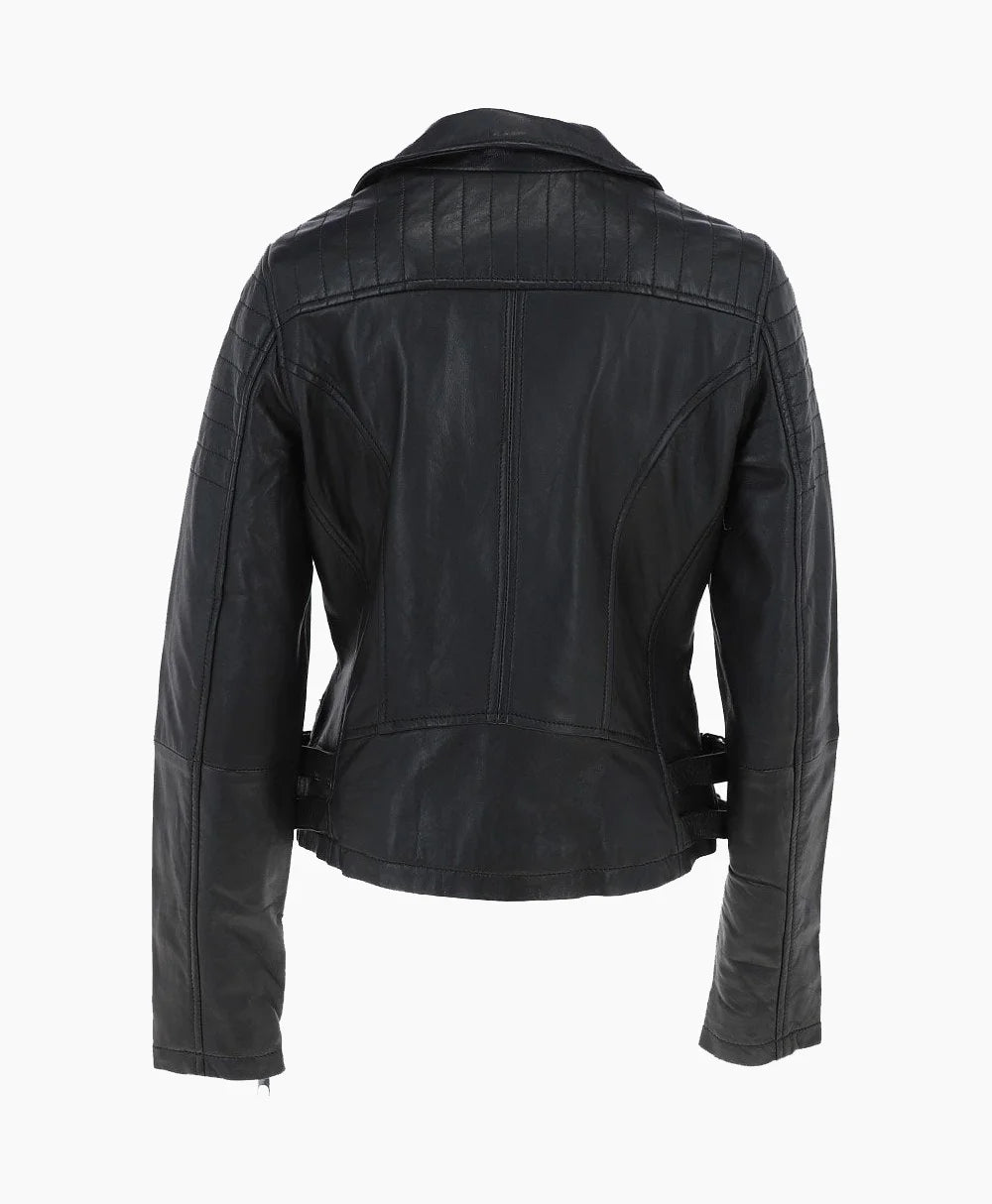 Leather Biker Jacket Black Joliet