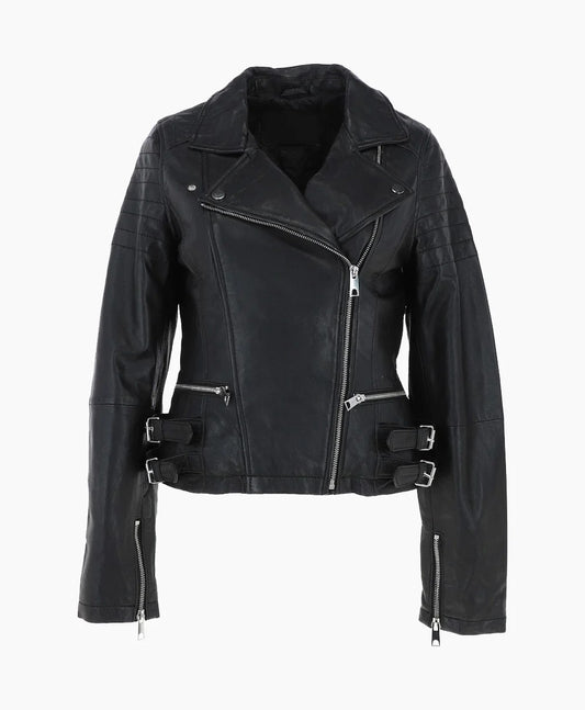 Leather Biker Jacket Black Joliet