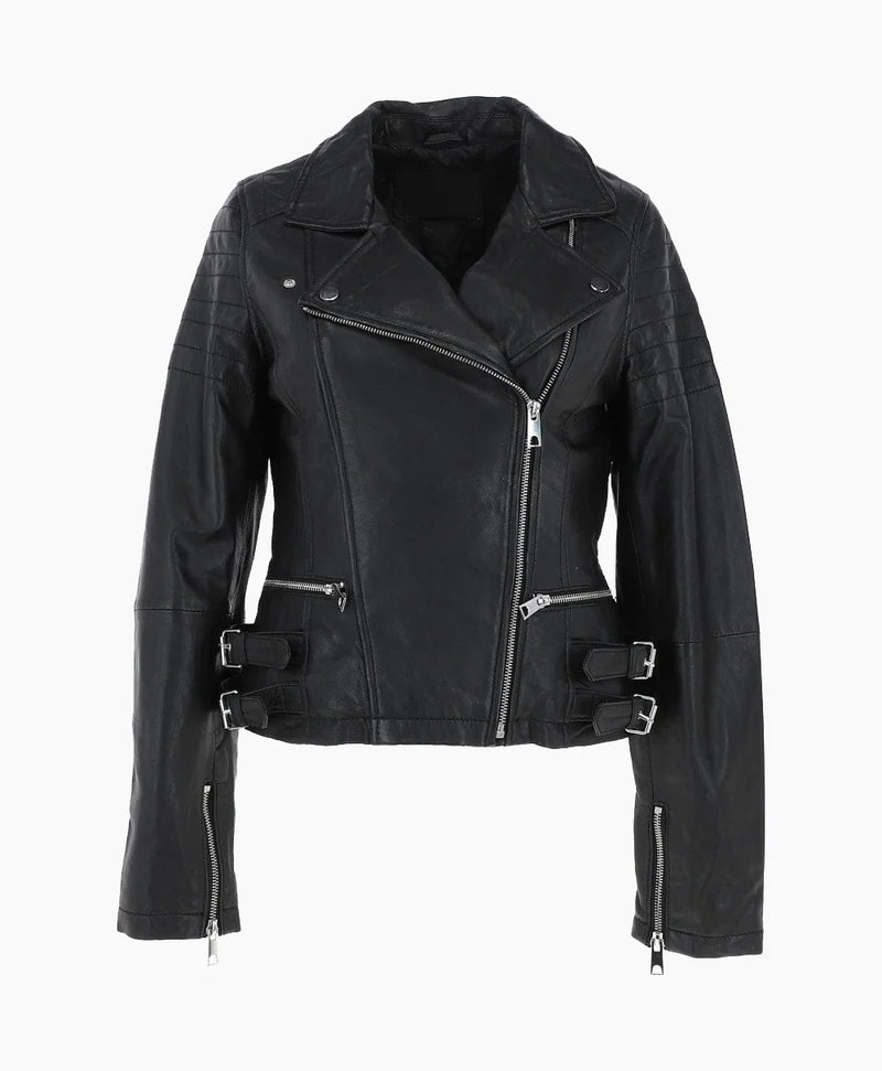 Leather Biker Jacket Black Joliet