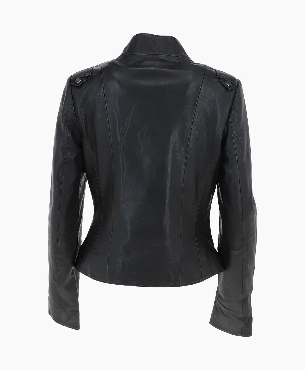 Leather Biker Jacket Black Kodiak
