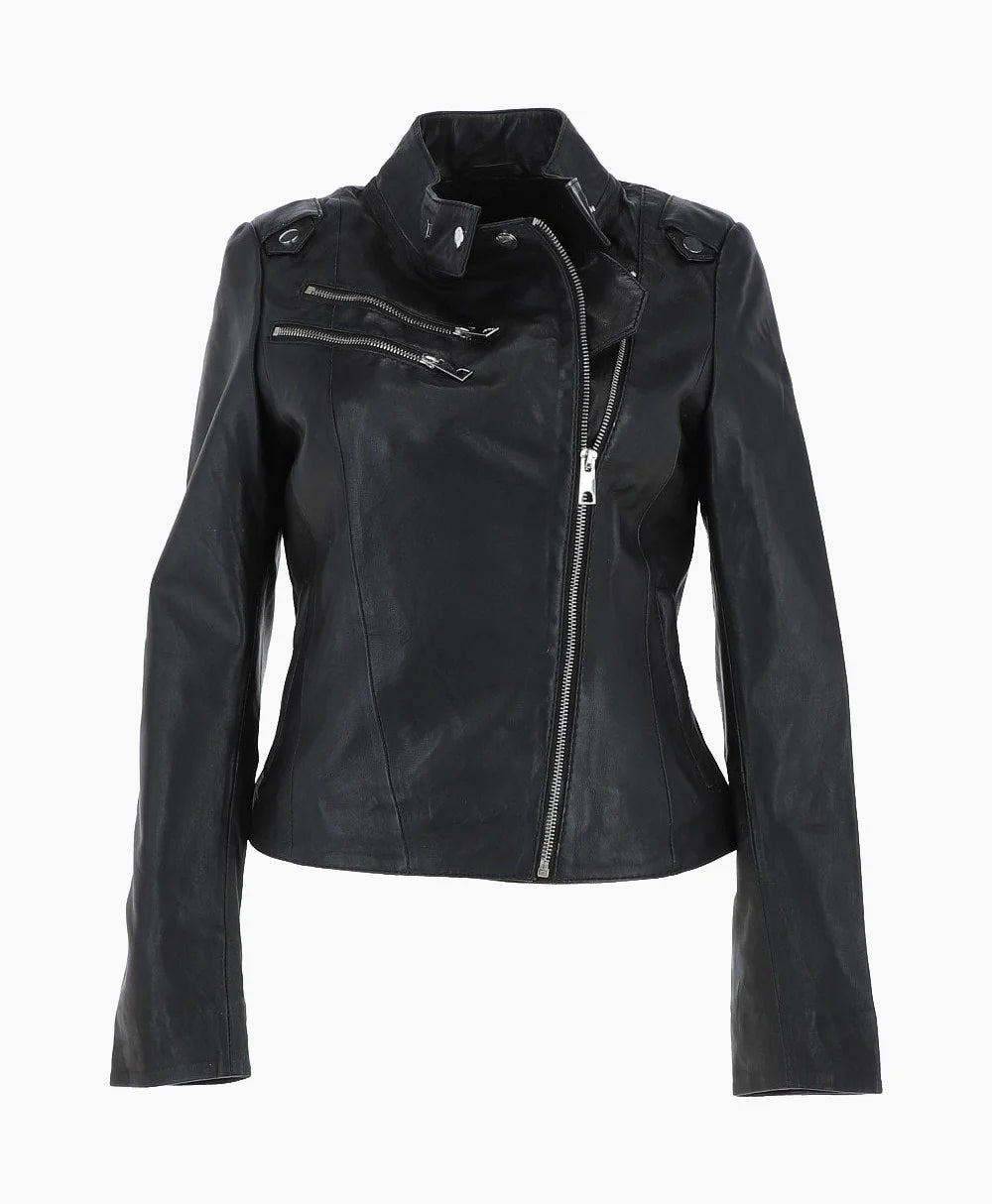 Leather Biker Jacket Black Kodiak