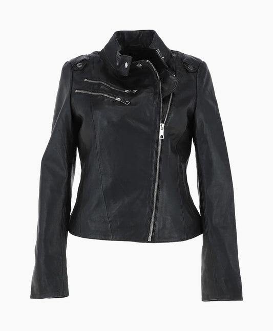 Leather Biker Jacket Black Kodiak