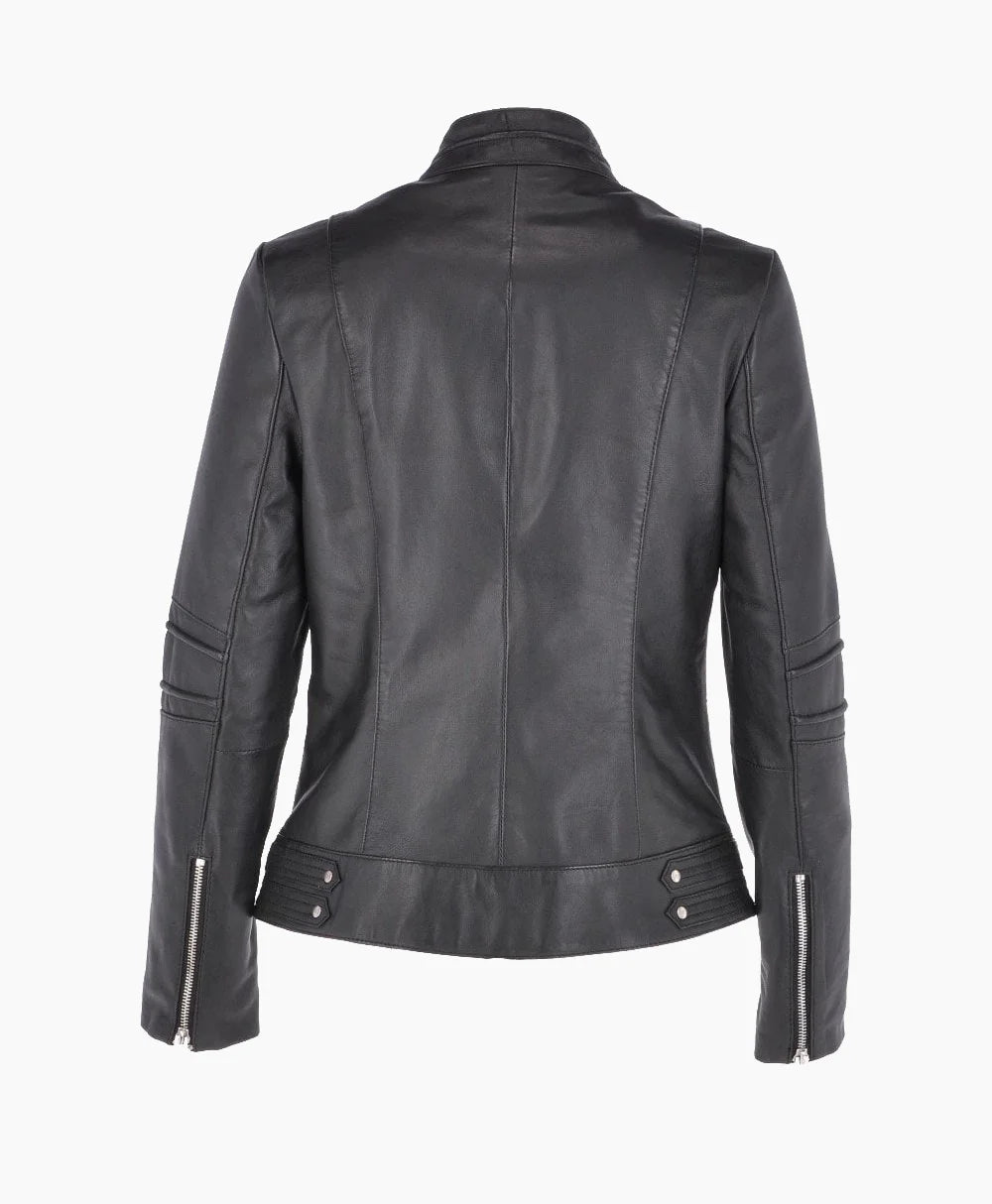Leather Biker Jacket Black Lahaina