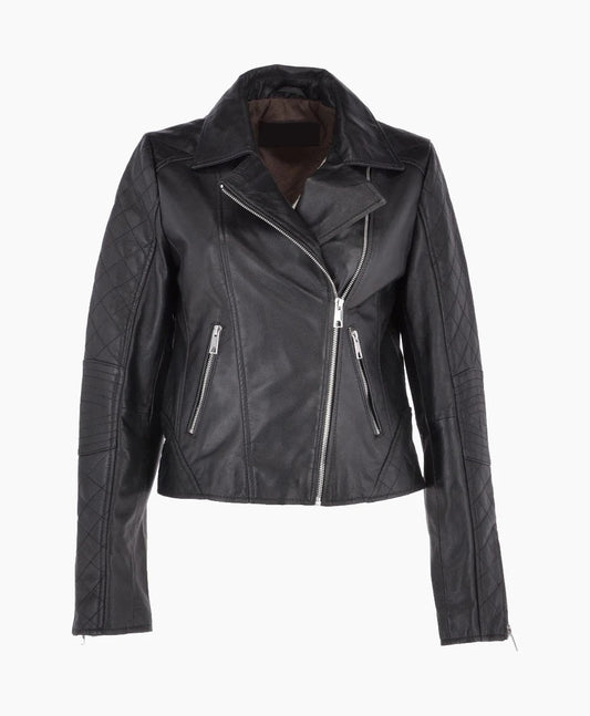 Leather Biker Jacket Black Modesto