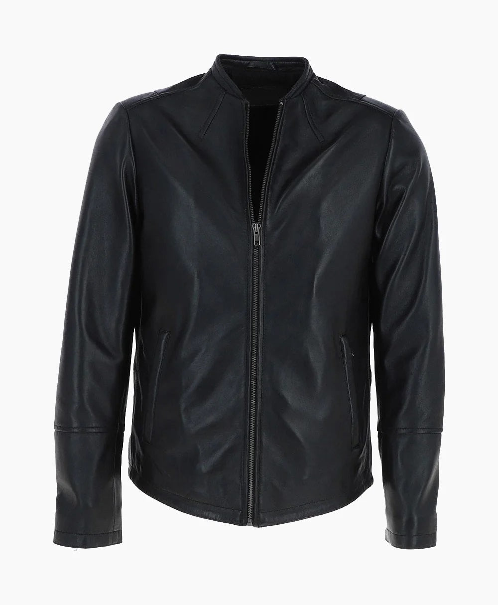 Leather Biker Jacket Black Moreno