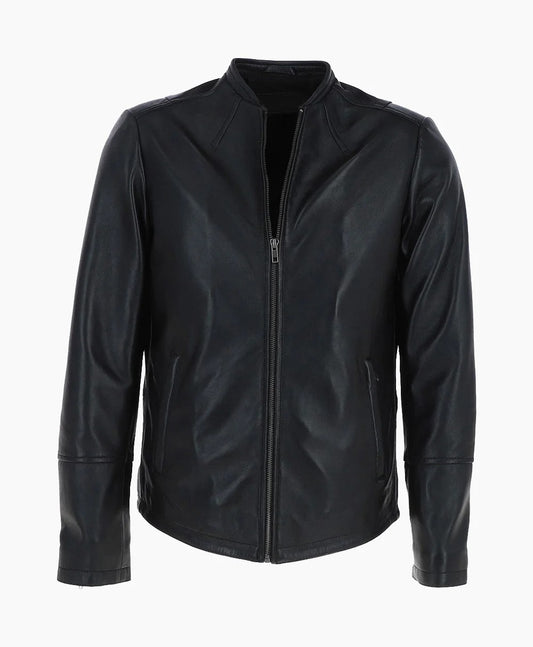 Leather Biker Jacket Black Moreno