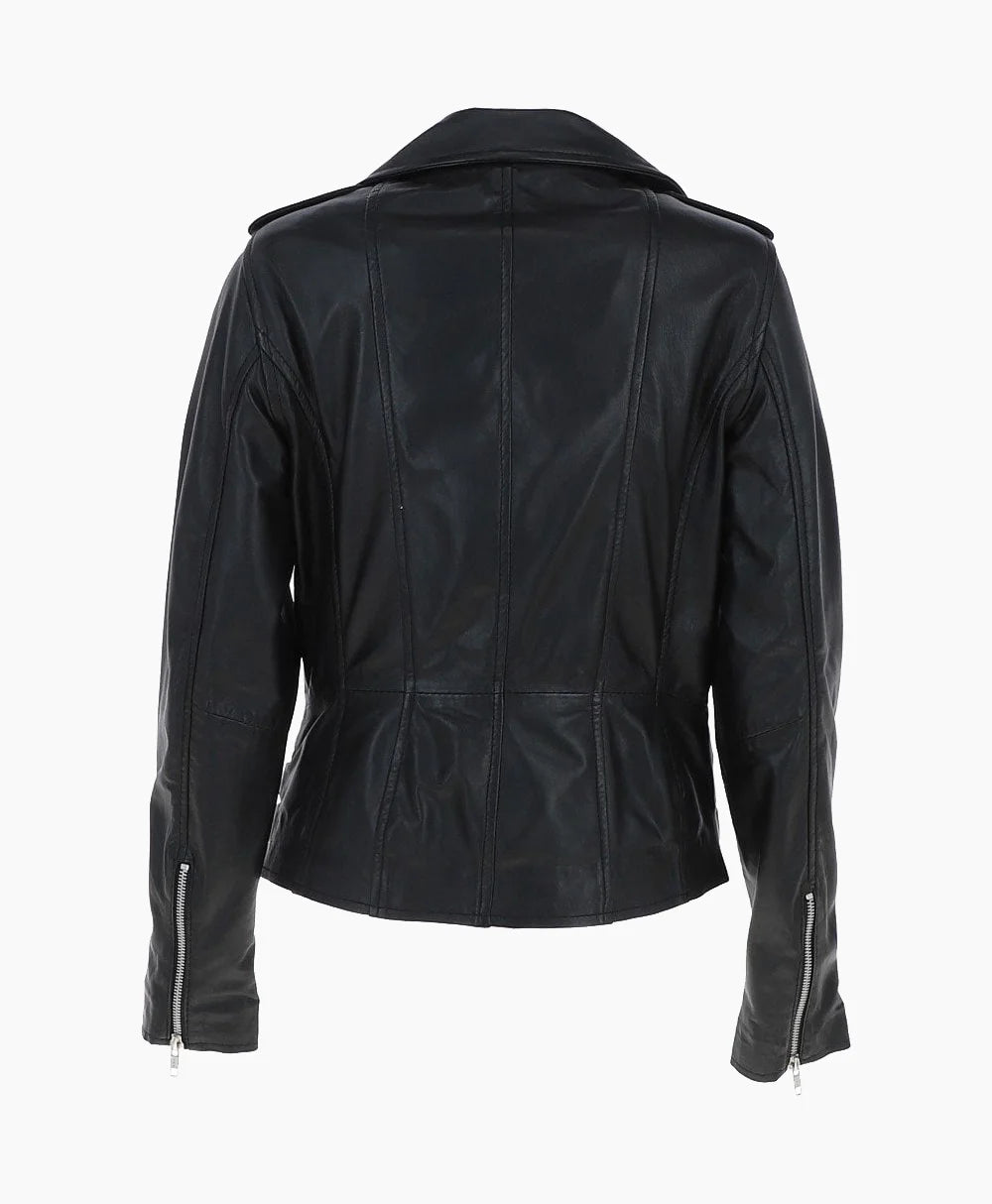 Leather Biker Jacket Black Naples