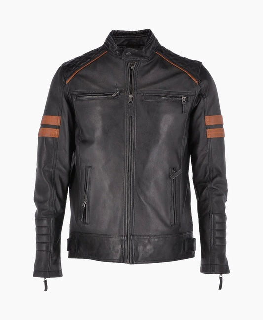 Leather Biker Jacket Black Norfolk