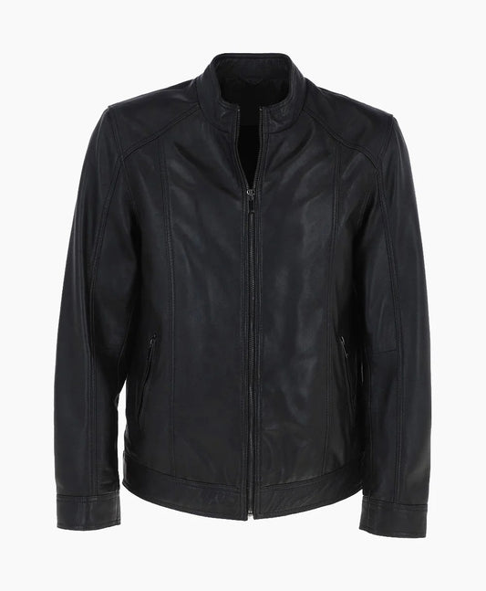 Leather Biker Jacket Black Oakland