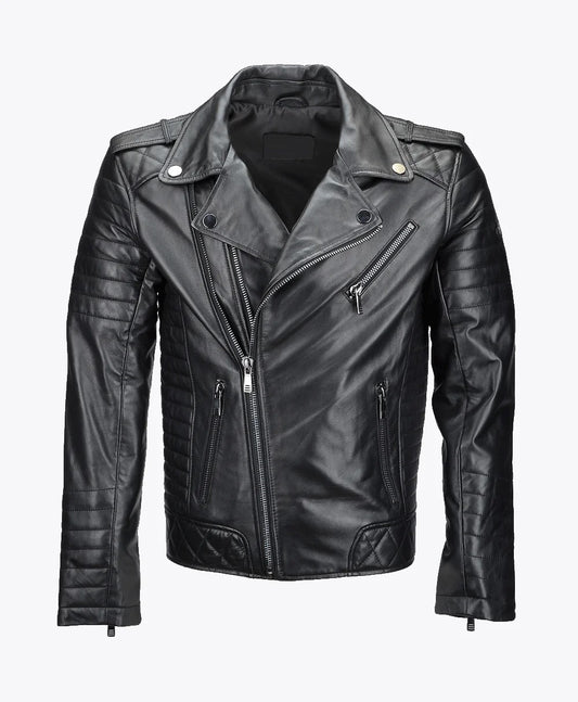 Leather Biker Jacket Black Olympia
