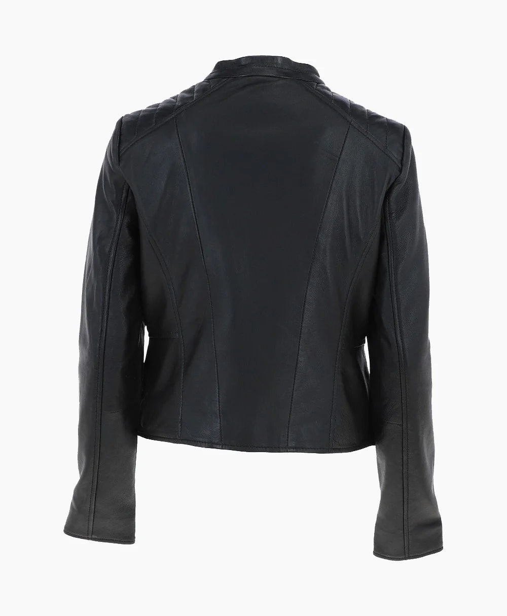 Leather Biker Jacket Black Ontario
