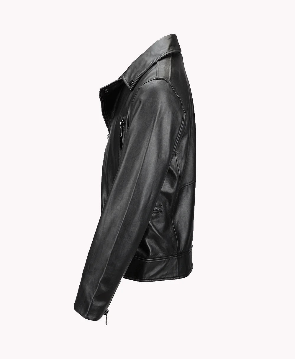 Leather Biker Jacket Black Pittsburgh