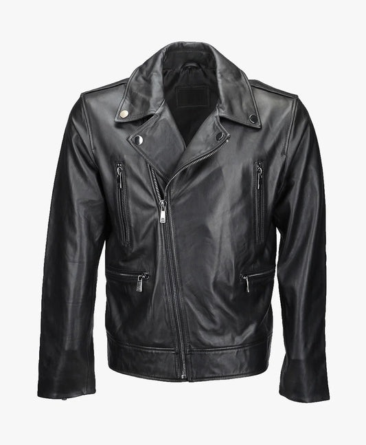 Leather Biker Jacket Black Pittsburgh