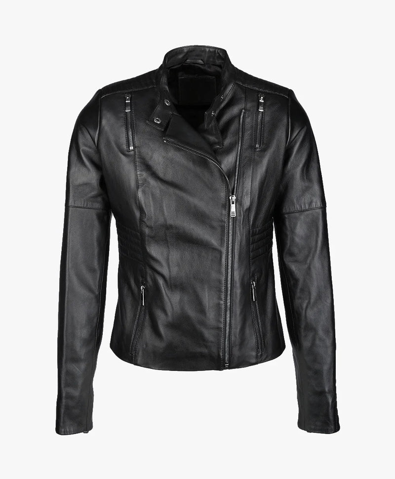 Leather Biker Jacket Black Rogers