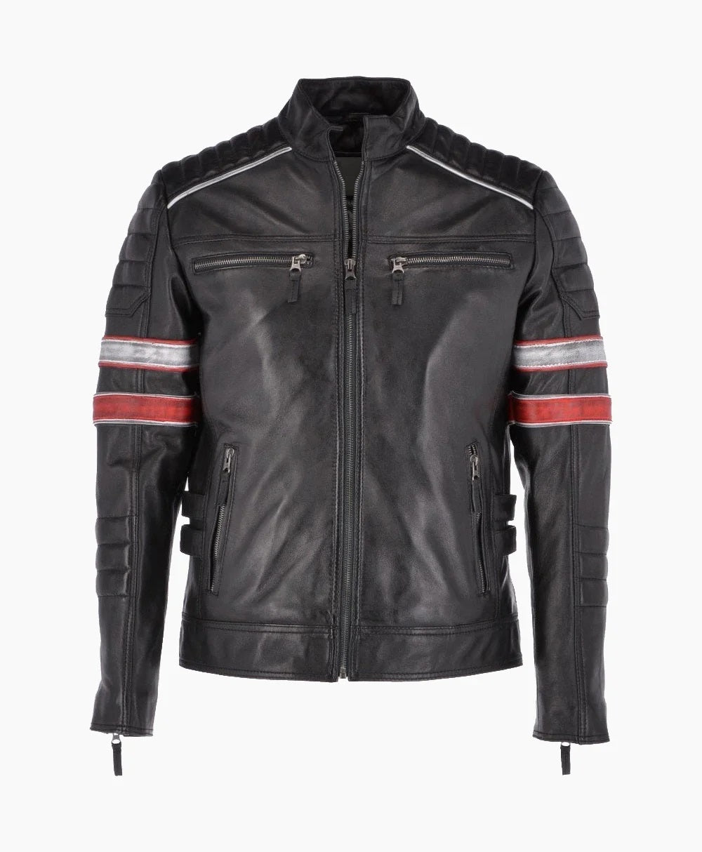 Leather Biker Jacket Black San Diego