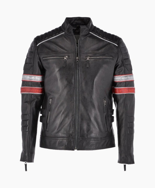 Leather Biker Jacket Black San Diego
