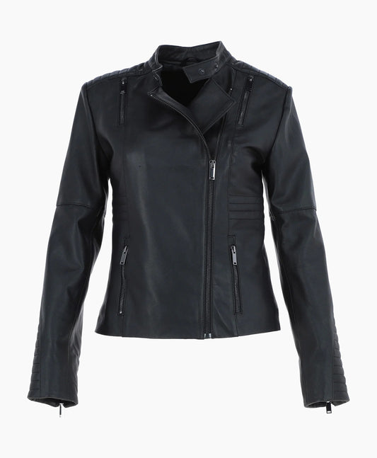 Leather Biker Jacket Black Urbana
