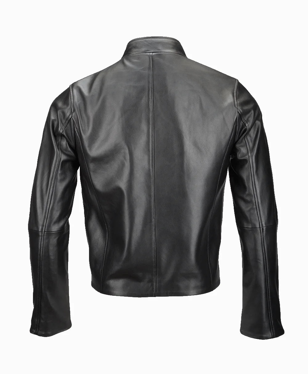 Leather Biker Jacket Black Irvine