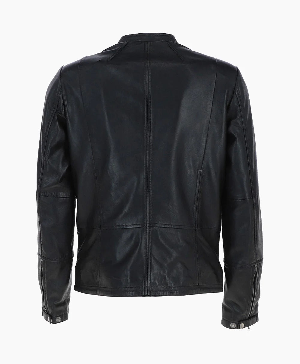 Leather Biker Jacket Black Moreno