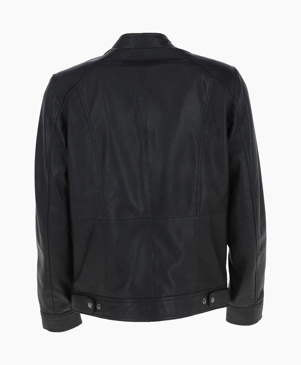 Leather Biker Jacket Black Oakland