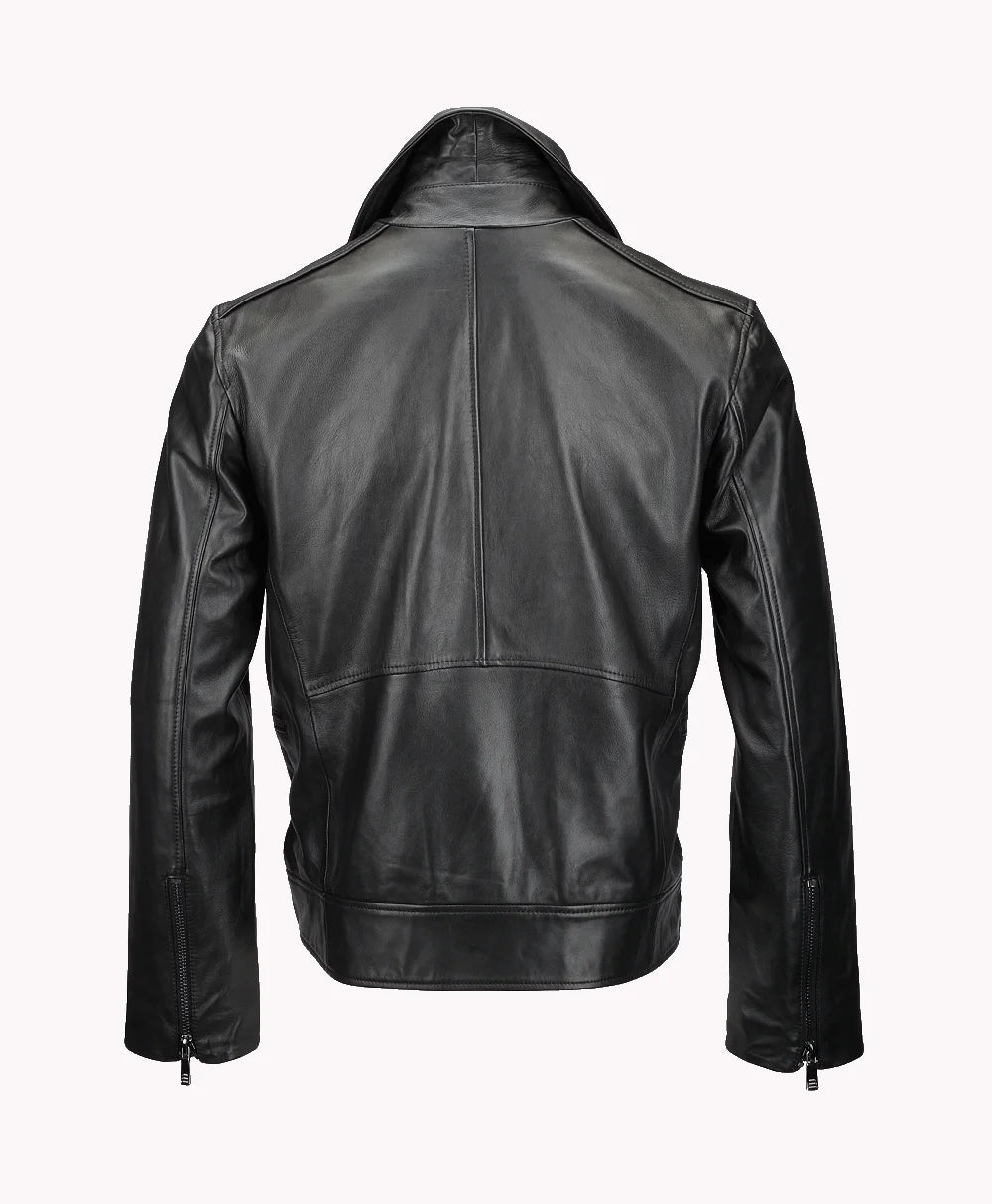 Leather Biker Jacket Black Pittsburgh
