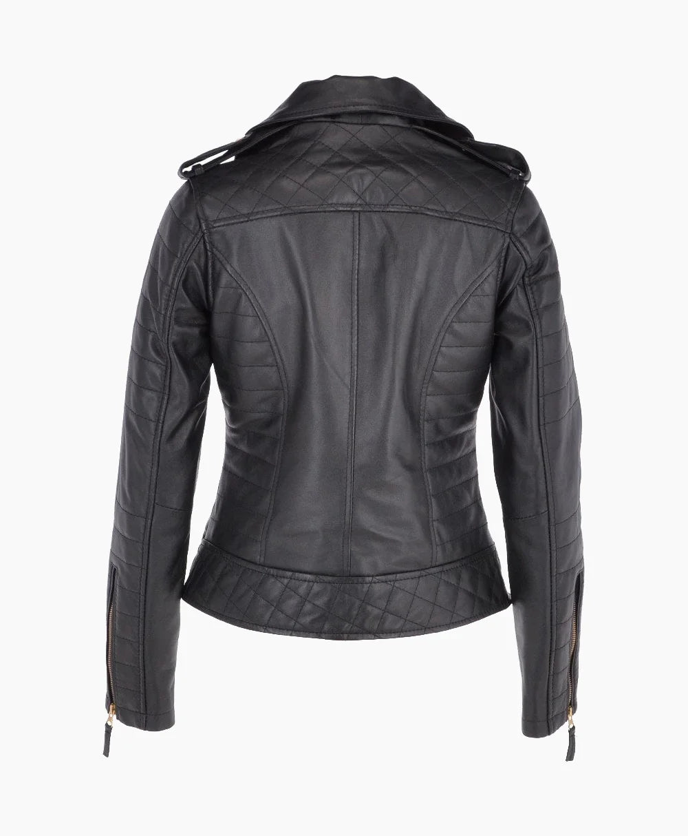 Leather Biker Jacket Black Brunswick
