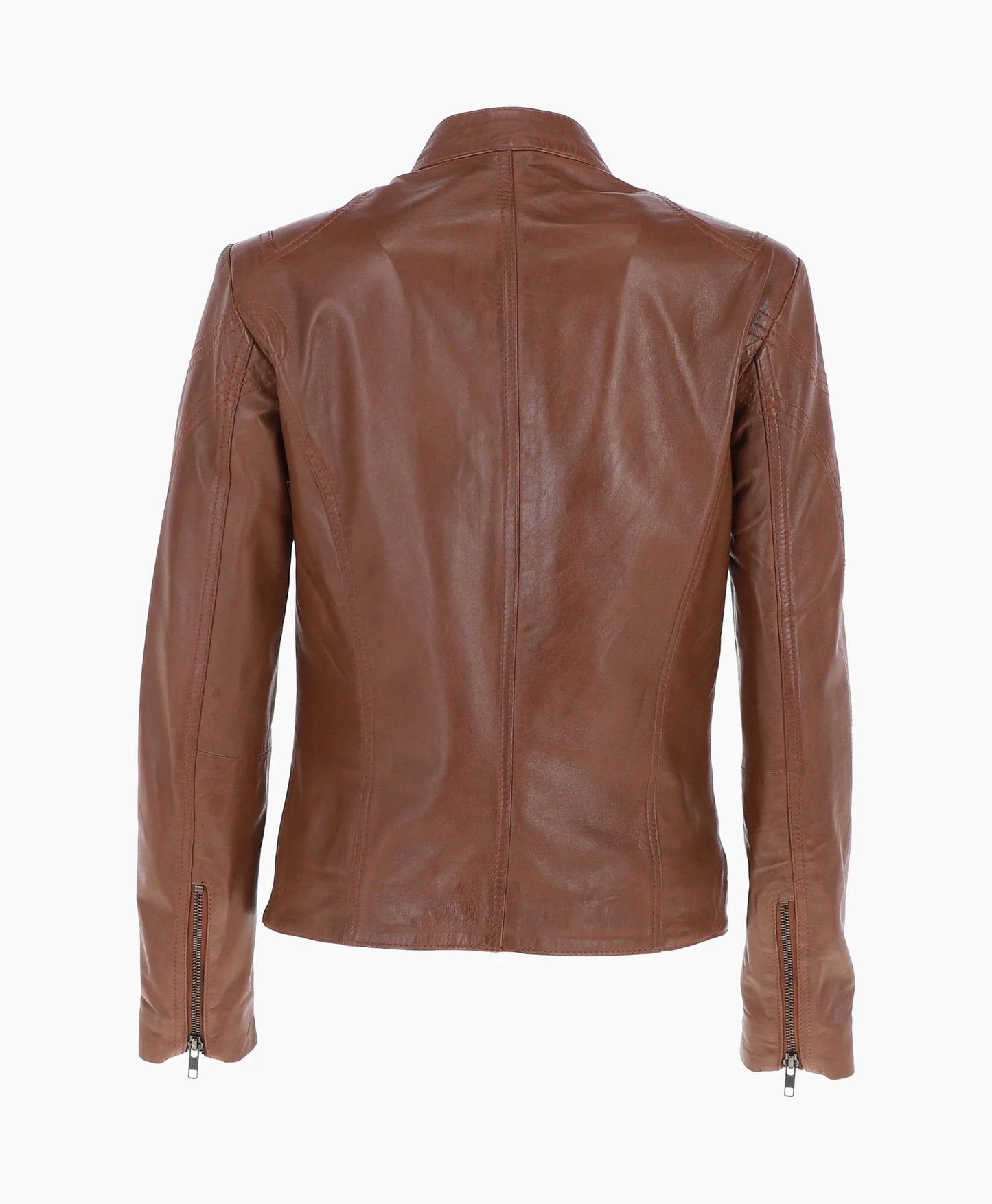 Leather Biker Jacket Brown Alton