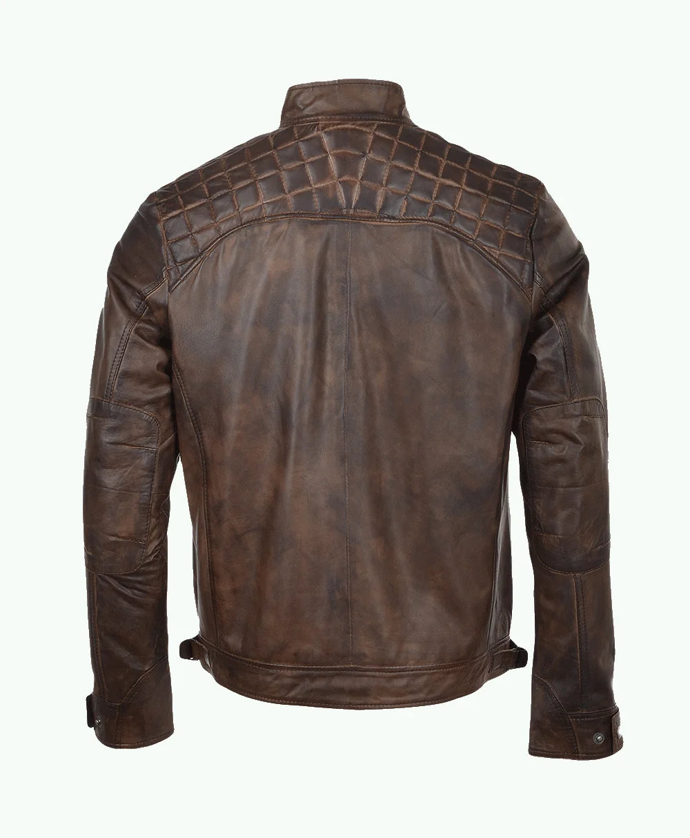 Leather Biker Jacket Brown Charlotte