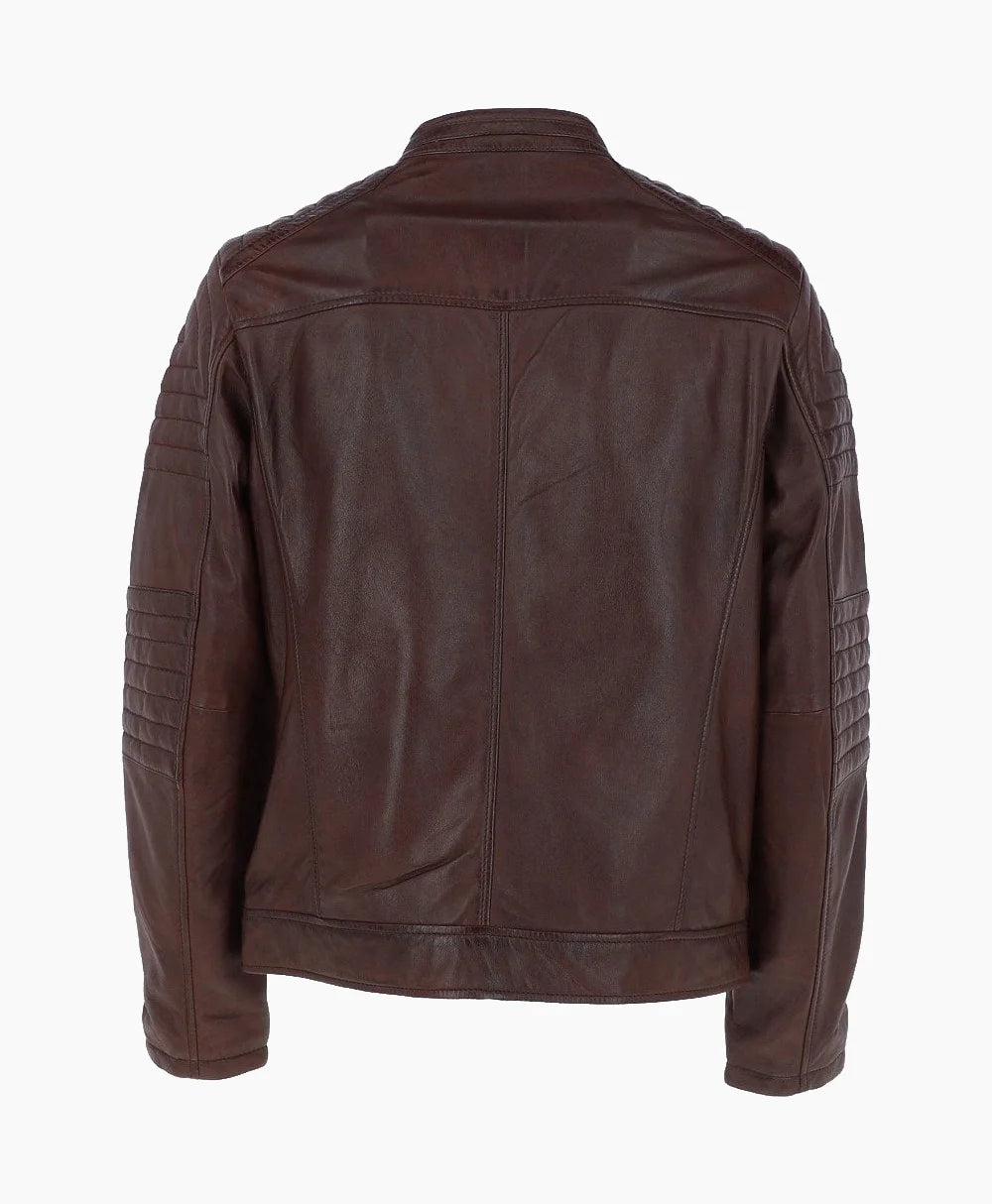 Leather Biker Jacket Brown Jackson