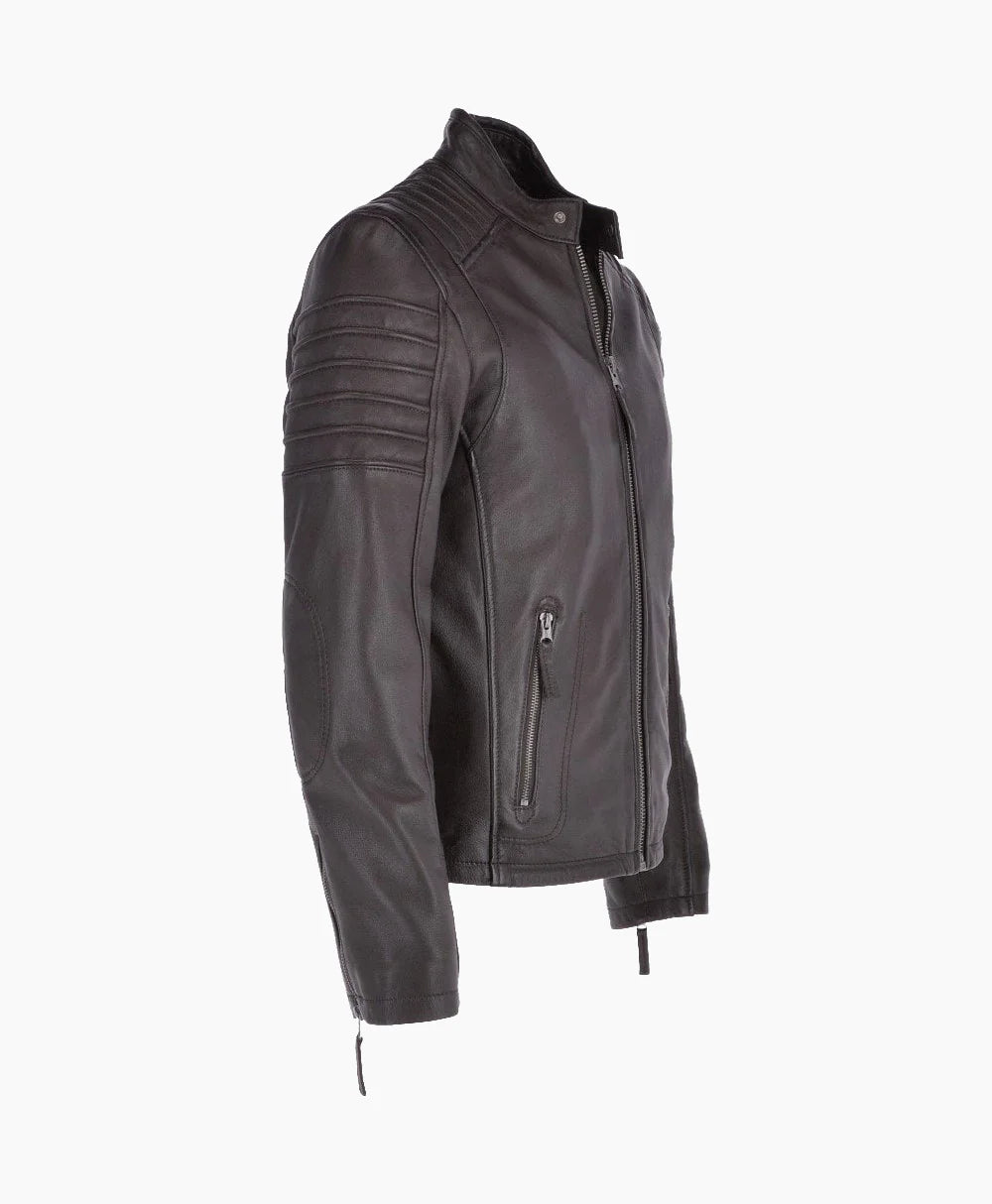 Leather Biker Jacket Brown Phoenix