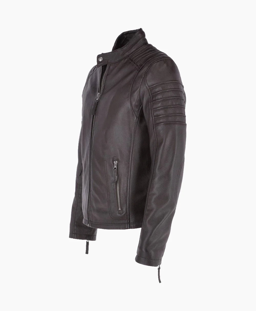 Leather Biker Jacket Brown Phoenix
