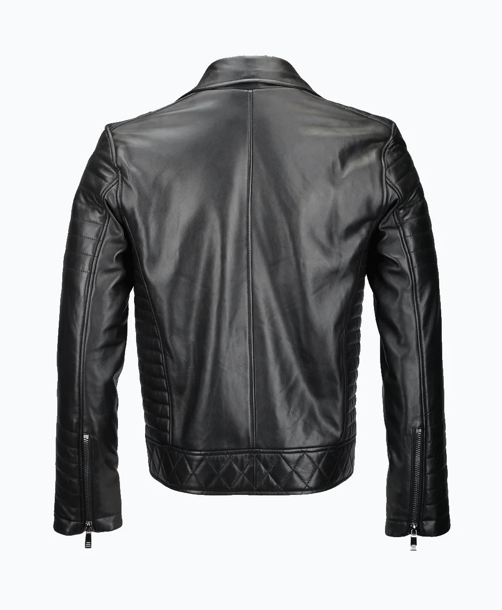 Leather Biker Jacket Black Olympia