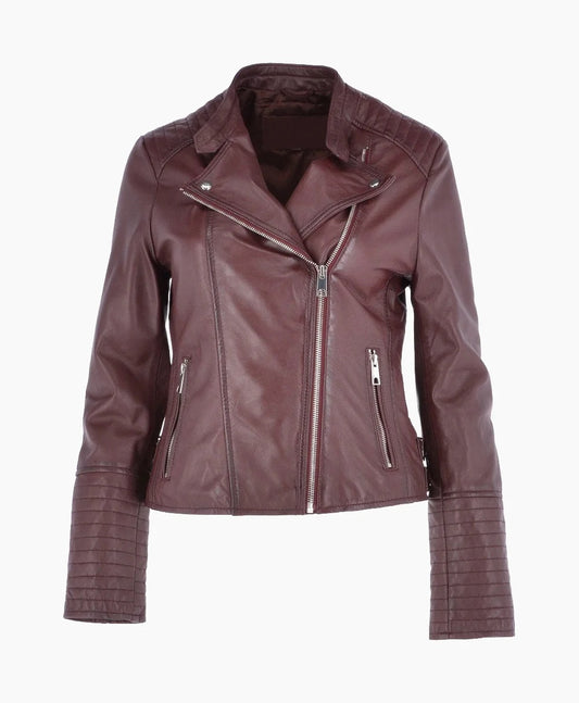 Leather Biker Jacket Oxblood Costa Mesa