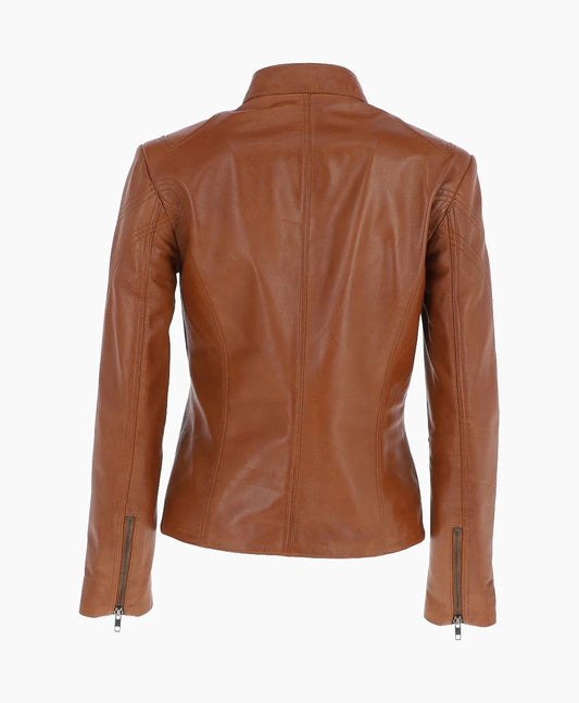 Leather Biker Jacket Tan Alton