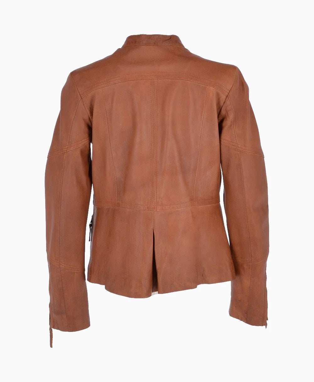 Leather Biker Jacket Tan Bedford