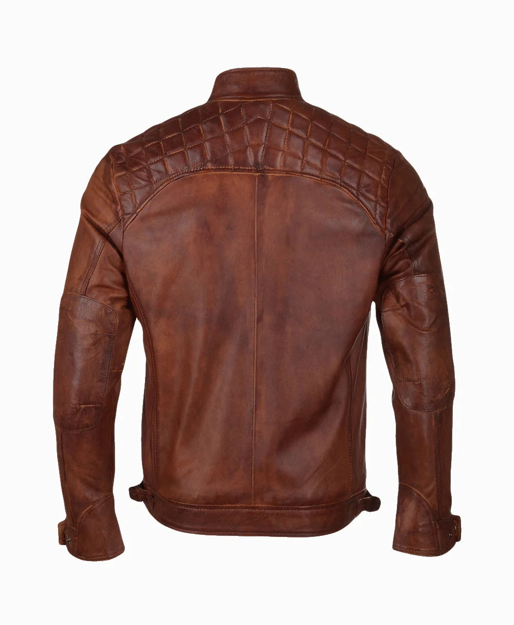 Leather Biker Jacket Tan Charlotte