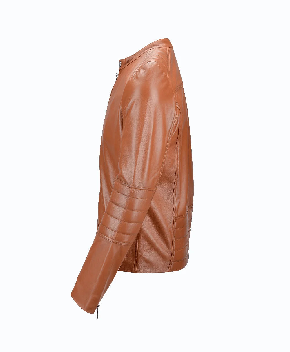 Leather Biker Jacket Tan Corpus