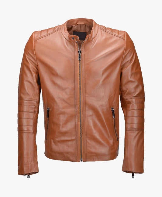 Leather Biker Jacket Tan Corpus