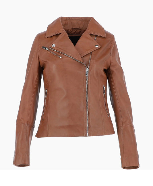 Leather Biker Jacket Tan Greeley