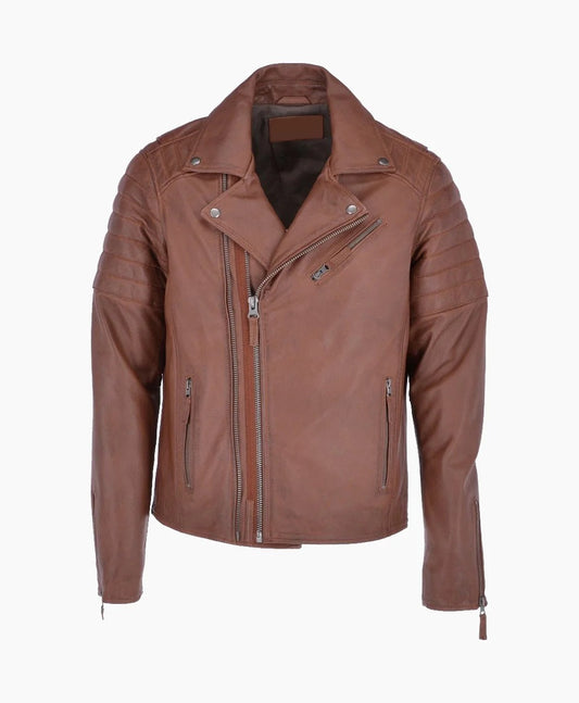 Leather Biker Jacket Tan Henderson
