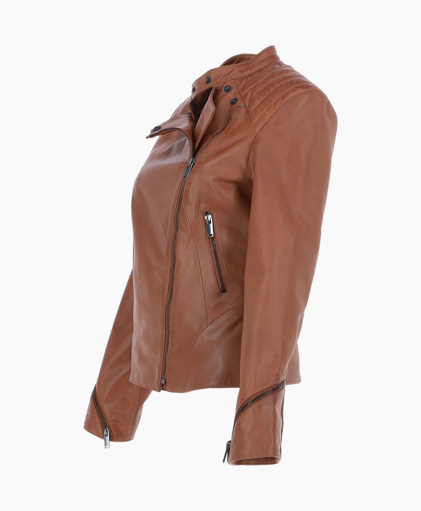 Leather Biker Jacket Tan Mundelein