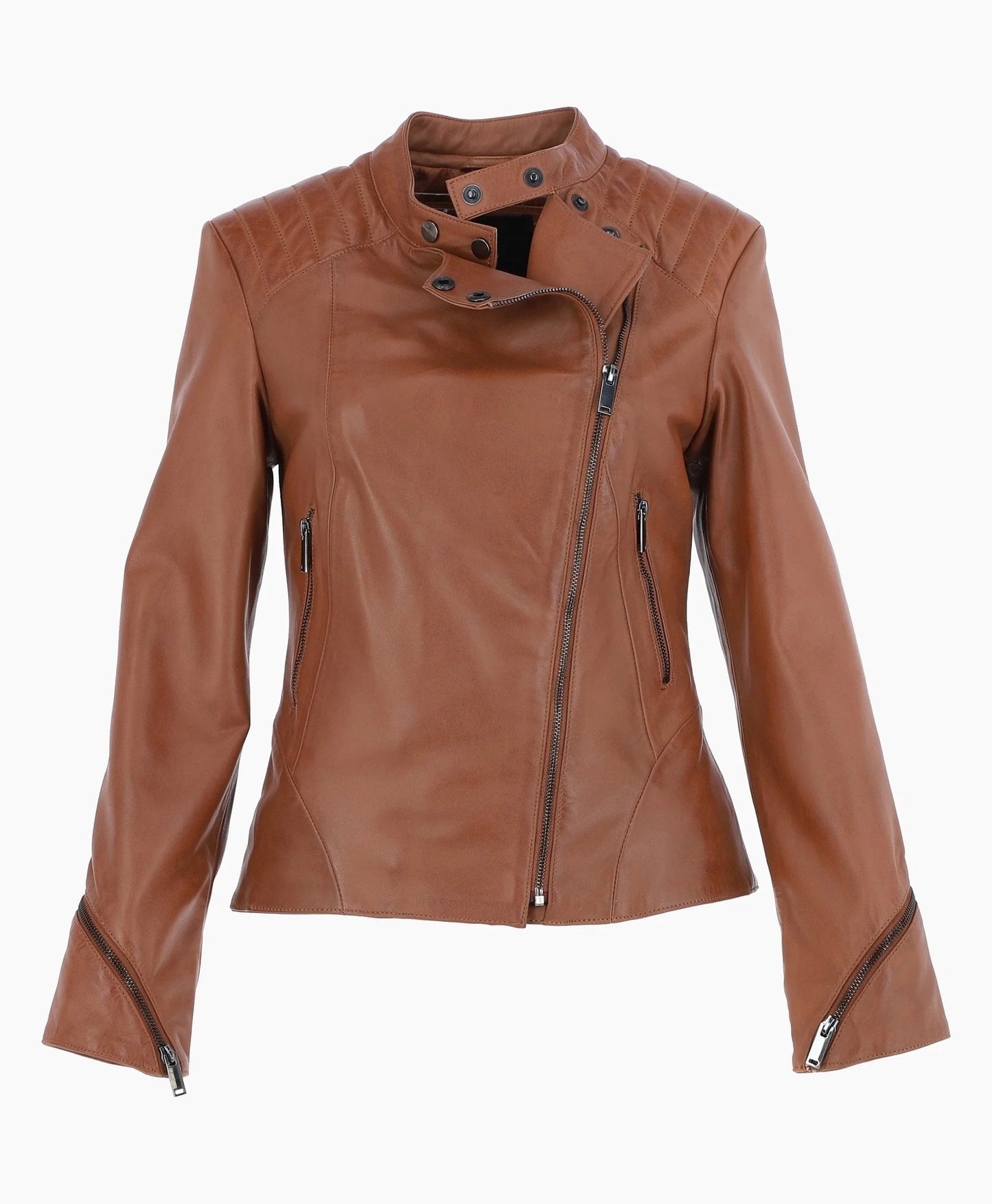 Leather Biker Jacket Tan Mundelein